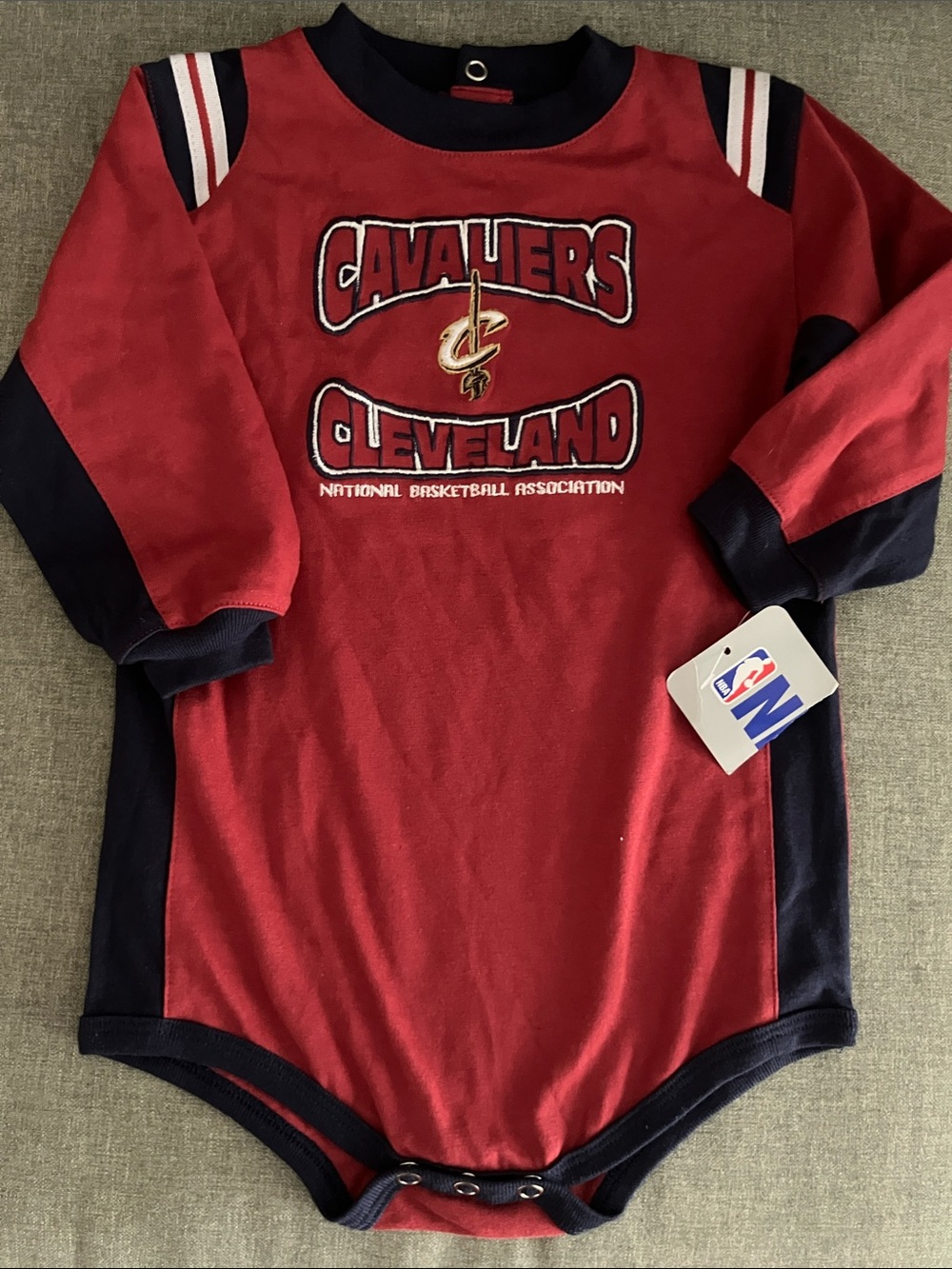 NBA Red and Navy Infant Bodysuit with Blue Logo